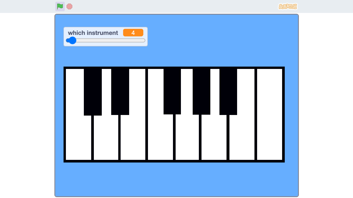 Màn chơi Piano từ Scratch Starter Projects